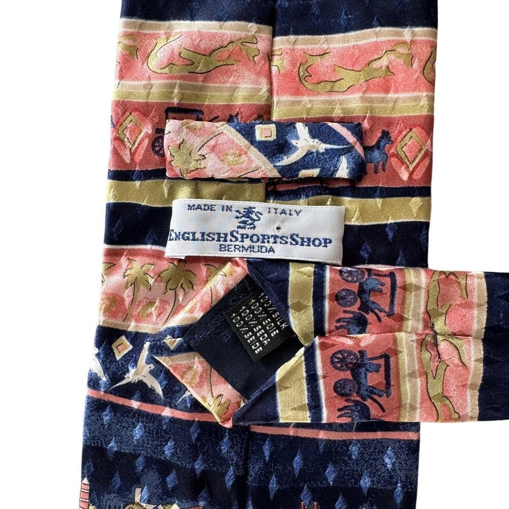 English Sports Shop Bermuda 100% silk island tropical luxury tie 3.75” w - Picture 3 of 4